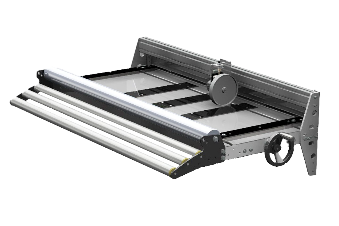 infeed guide with rollers for forstner cut to length machines on white background