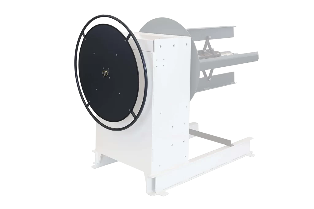 hand wheel for manual decoiler for easier handling on white background