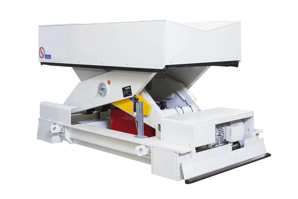 coil wagon for loading of coils to a cut to length machine on white background