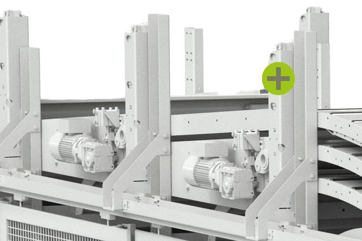 pre bend module of sheet metal before cut to length machine on white background