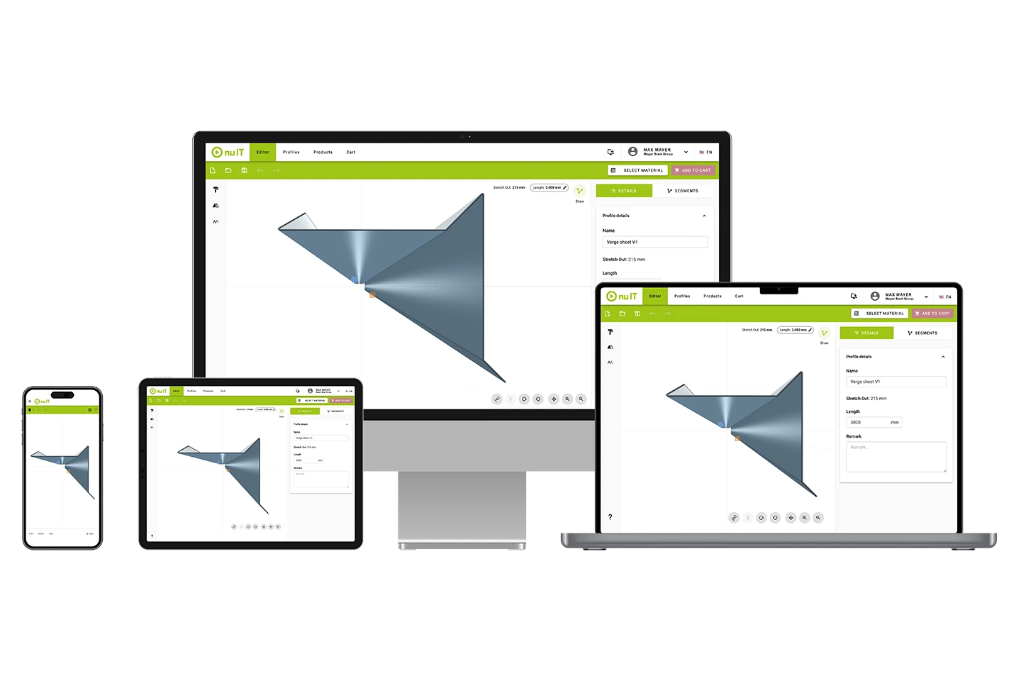 nuit software for ordering sheet metal profiles